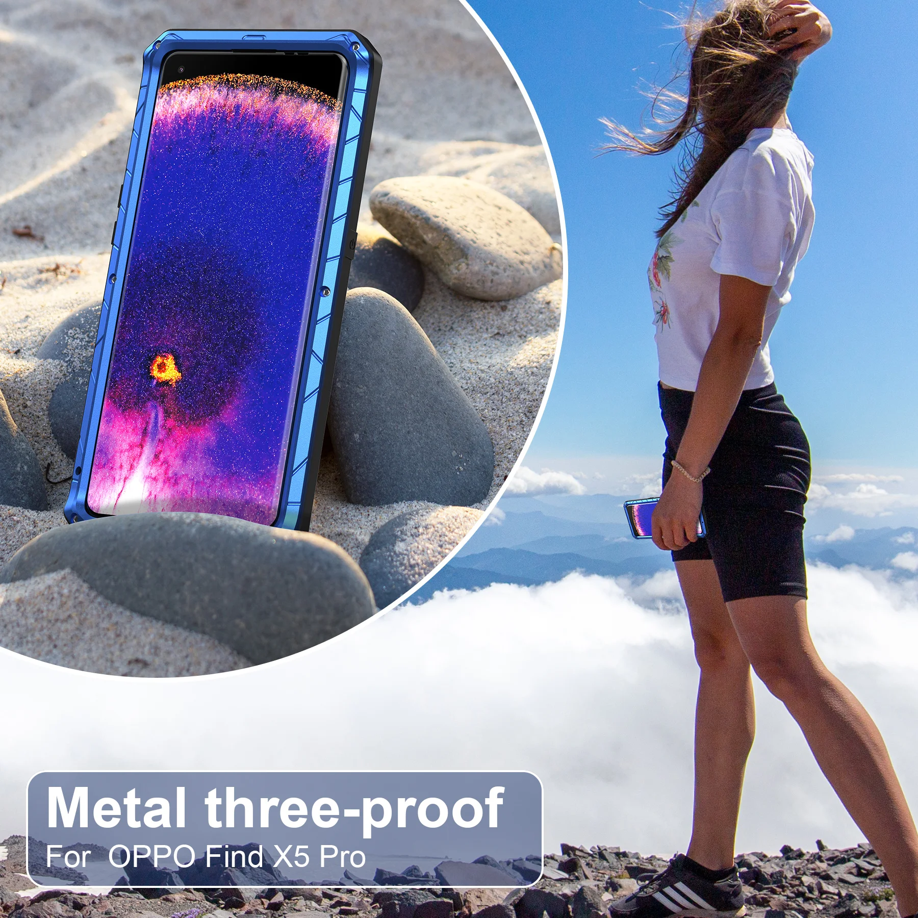 Outdoor Sports Case For Oppo Find X5 X3 Metal Heavy Duty Protection Cover Shockproof Dropproof Phone Cases For Find X5 X3 Pro