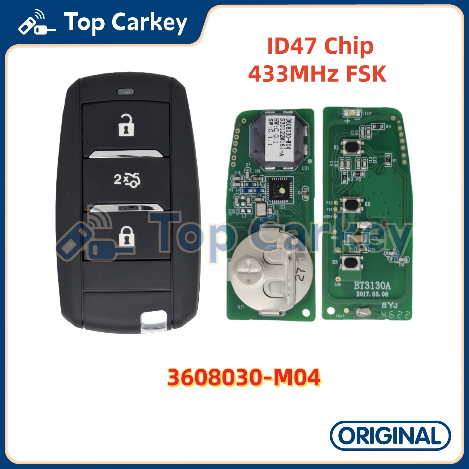 

Оригинальный смарт-ключ TopCarkey с чипом ID8A ID4A ID47 4D, 433 МГц для CHANGAN Alsvin Eado Plus CS35 CS75 Plus CS85 CS95 CX70