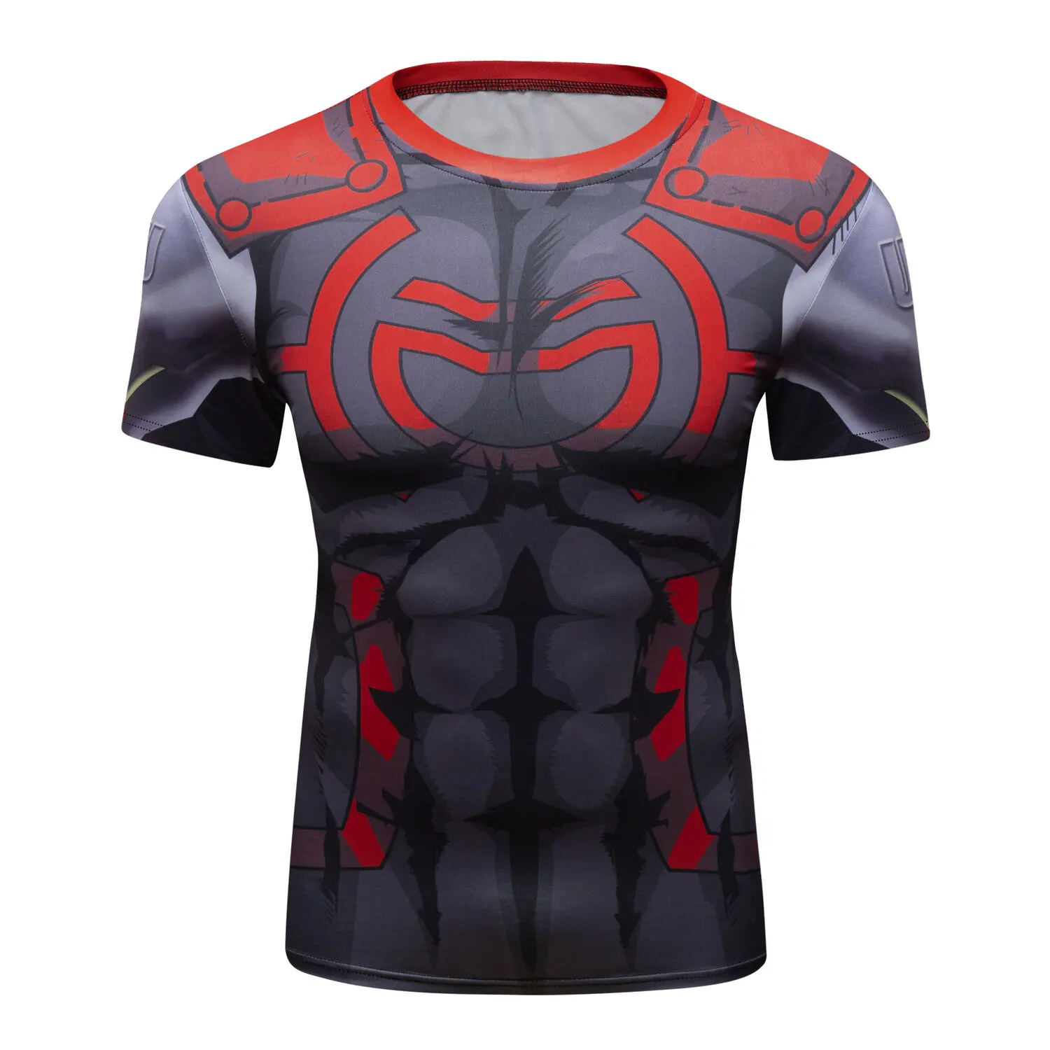 

Men's Compression Shirts Short Sleeve Print Breathable Shirt Fitness Running Sports Training Fashion Baselayer Tee（211449）