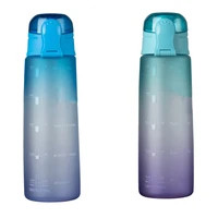 2pcs 32oz fitness water bottle with time marker bpa free large capacity water jug gradient blue gradient green