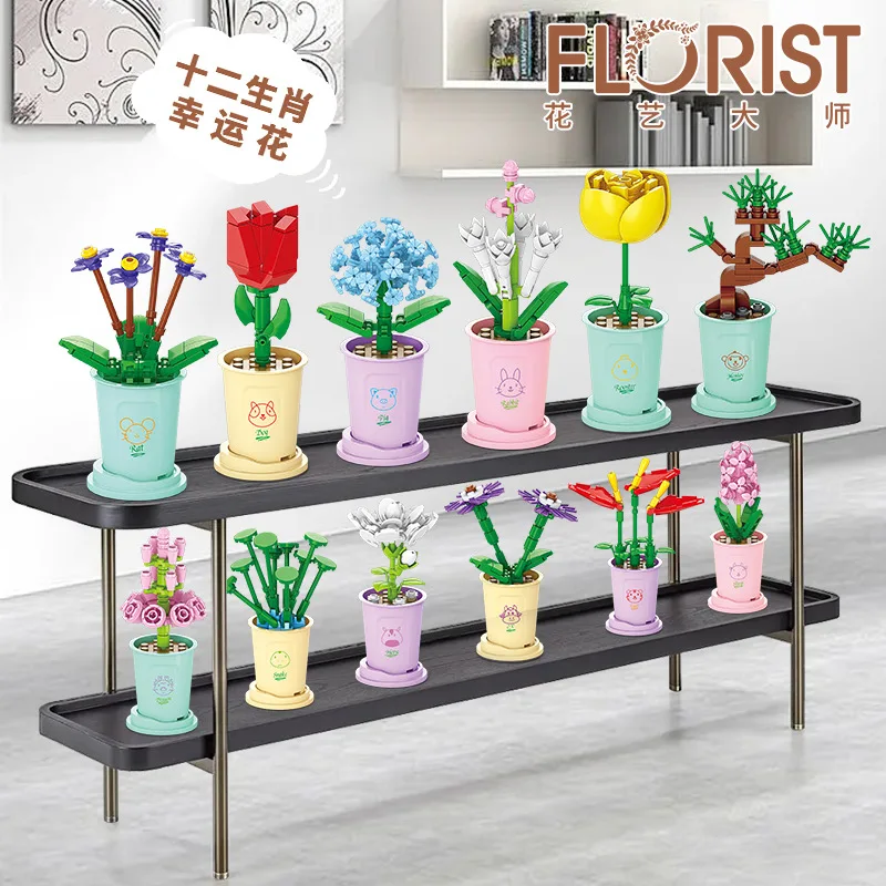 

Flower Succulents Building Blocks model bonsai DIY Potted Plants Romantic Bricks Birthday Surprise Gifts for Boys and Girls