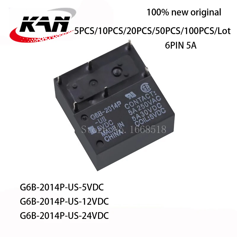 Бесплатная доставка, реле G6B-2014P-US-5VDC G6B-2014P-US-12VDC 5V 12V 24V 5A 6PIN Asli