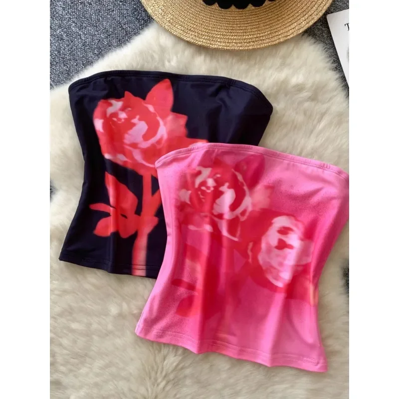 Y2K камзол женский французский романтический жилет без бретелек с принтом осень