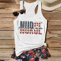 american flag nurse tops 4th of july red white blue clothes memorial day black top womens independence day tank tops cute