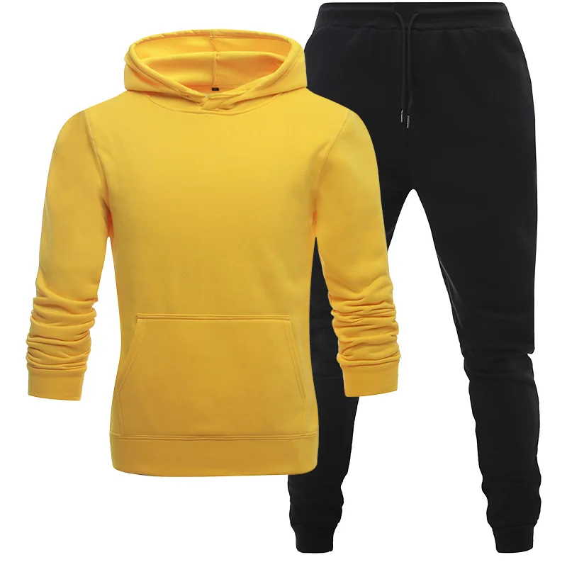 

Winter Hoodie Sets Men Pure color Hoodies Brand Pants Casual Jogger Suit Tracksuit Sweatshirt Woman Pullover Mickey