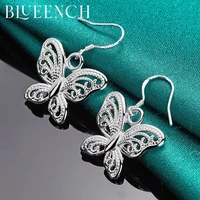 blueench 925 sterling silver bow cutout earrings for ladies party wedding temperament beautiful high jewelry