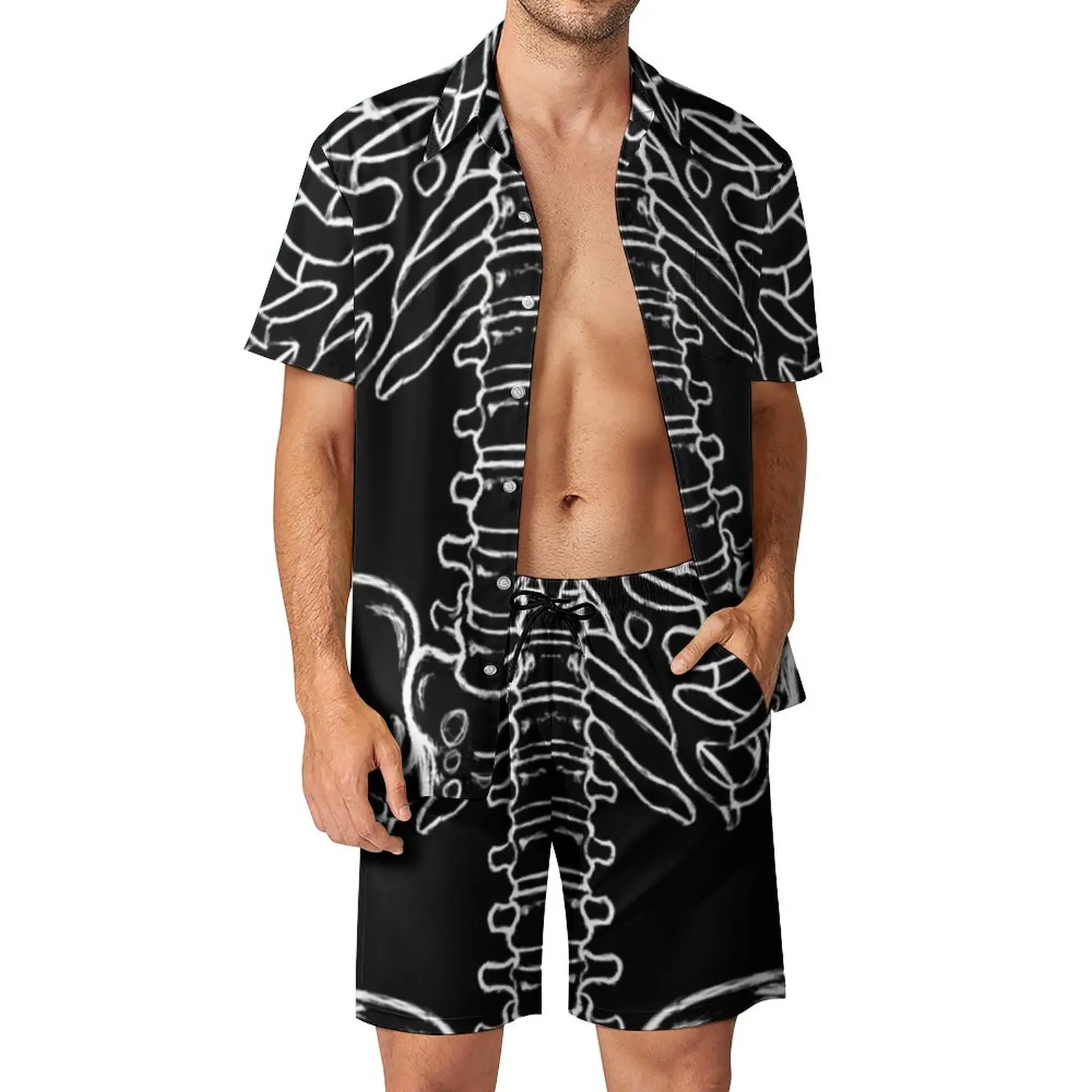 

Skeleton Graphic Men Sets Magic Dread Punk Casual Shorts Beachwear Shirt Set Summer Streetwear Custom Suit Oversize Clothes