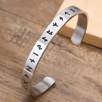 new titanium steel fashion nordic viking text open bracelet viking totem for women men party jewelry