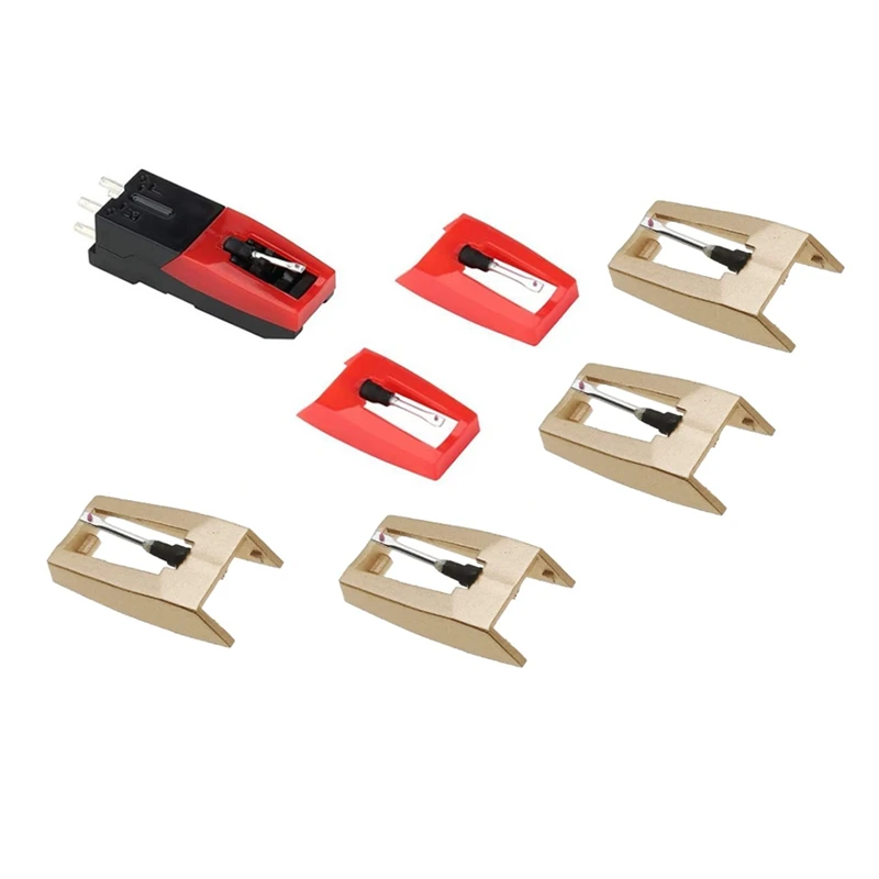 Vinyl Turntable Record Player Cartridge Replacement With 6 Pcs Ceramic Needle Stylus For LP Phonograph