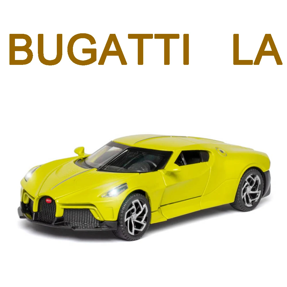 

1/32 Alloy Die Cast Car Model Toy Bugatti La Voiture Noire Supercar Simulation Vehicles Liftable Wing With Sound Light Pull Back