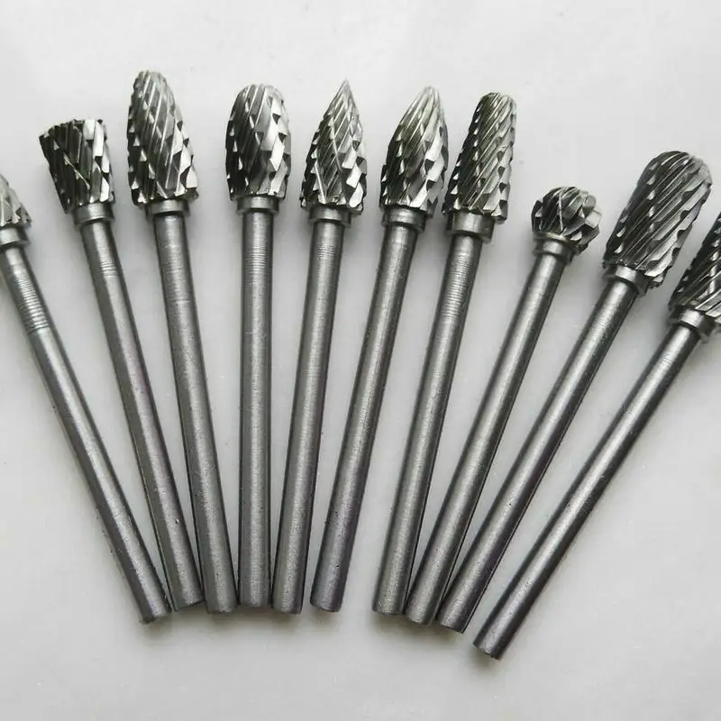

10pcs Tungsten Steel Grinder Carbide Rotary File Cylindrical Ball End Milling Cutter Metal Grinding Engraving Double Groove