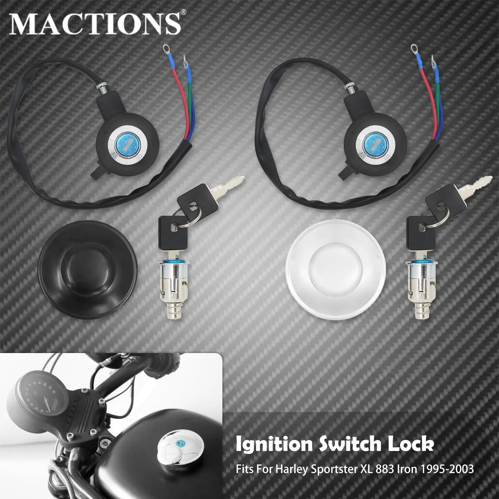 

Мотоциклетный переключатель зажигания замок газовый колпачок масляный топливный бак Крышка черный/хром для Harley Sportster XL883 супер низкий зака...