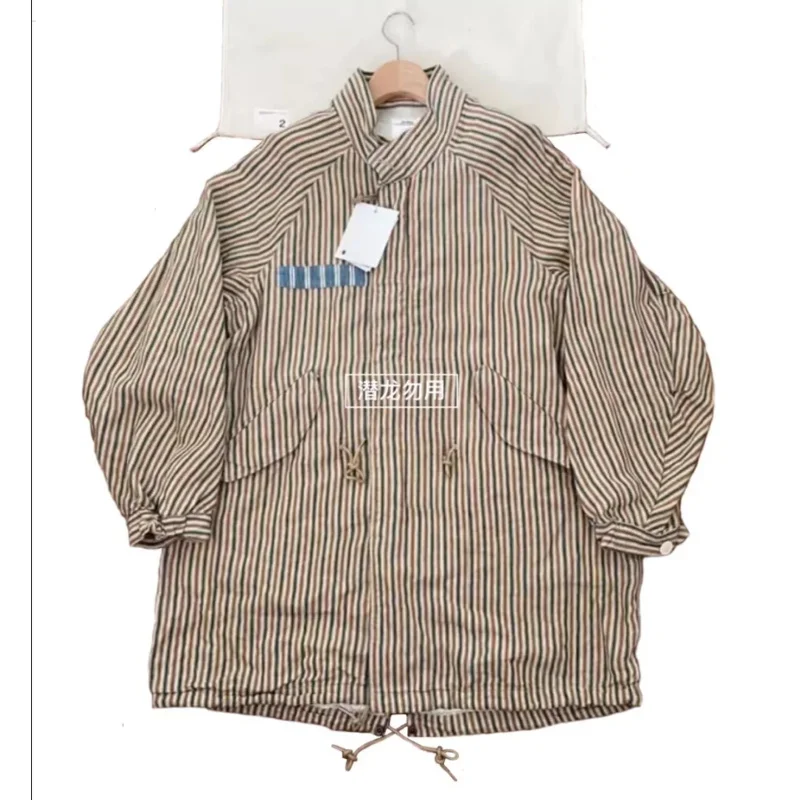 Vux WMV 20SS SIX-FIVE FISHTAIL SANTOME M65 wiatrówka w paski ze starożytnej tkaniny