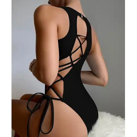 Women Swimwear 2023 One Piece Swimsuit Monokini Swimming Suit for Women Bathing Suit Sky Blue Beach Bath Suits Lace up Fit