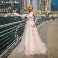 exquisite pink lace a line wedding dresses for women bridal dress appliques sweetheart button back bride gowns vestido de novia