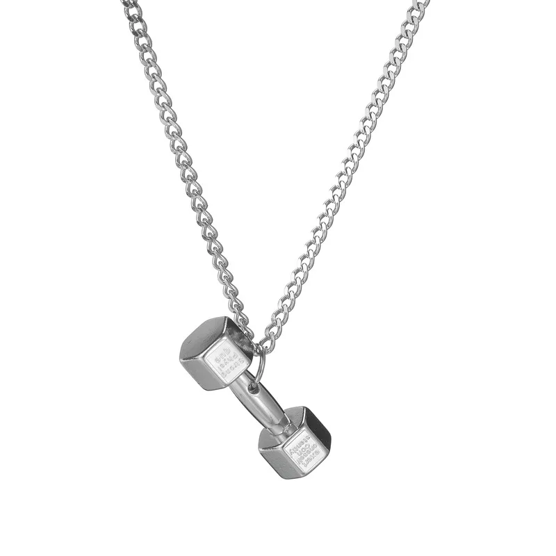 

Korean Couple Fitness Dumbbell Pendant Collar Choker Stainless Steel Necklace Chain Fashion Jewelry Gift For Women Men