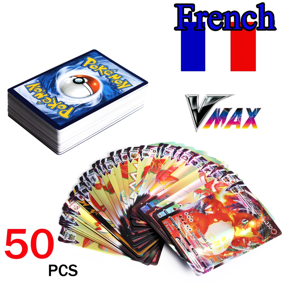 

2022 Spanish/English/French Carte Pokemon Pikachu Game Cards 50 Cards Brilliant Stars Hard Case Card Earphone Storage Toy Gifts