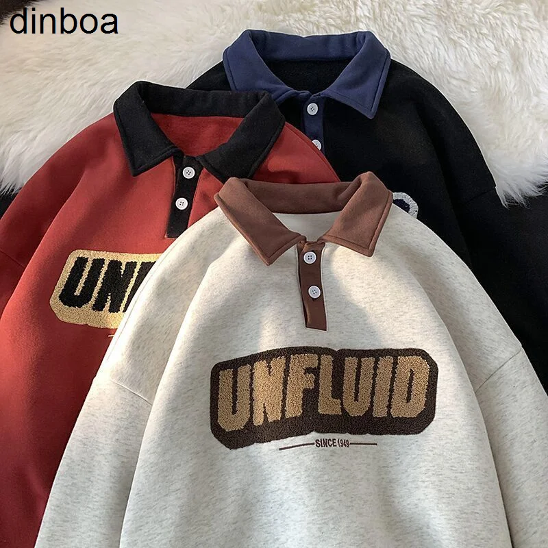 

New Polo Collar Sweater Flocking Letter Top 2022 Autumn Y2k Oversized Loose Version Design Sense Men and Women Long-sleeved Coat
