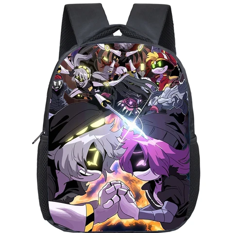 Рюкзак с мультяшными убийствами и дронами для мальчиков и девочек, сумка для книг с принтом Uzi And N, 12-дюймовые школьные сумки для детского сада, детский рюкзак