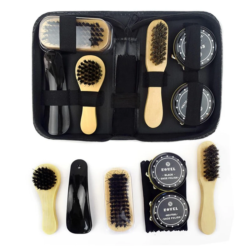 

8 Pcs/Set Pro Shoes Care Kit Portable For Boots Sneakers Cleaning Set Brush Shine Polishing Tool For Leather Shoes