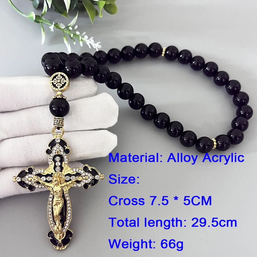 

GS53 New Double Sided Cross Alloy Jesus Tassel Full Jewel Dripping Oil Car Pendants Auto Rear View Mirror Christian Decoration