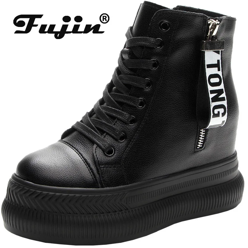 

Fujin 9cm Trend 2022 Women Shoes Platform Wedge Sneakers Chunky Hidden Heel Genuine Leather Autumn Winter Plush Warm Ankle Boots