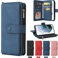 s21 fe s 22 ultra 5g flip case for samsung galaxy s22 ultra multi card zipper wallet leather case for galaxy s21 plus s22 cover