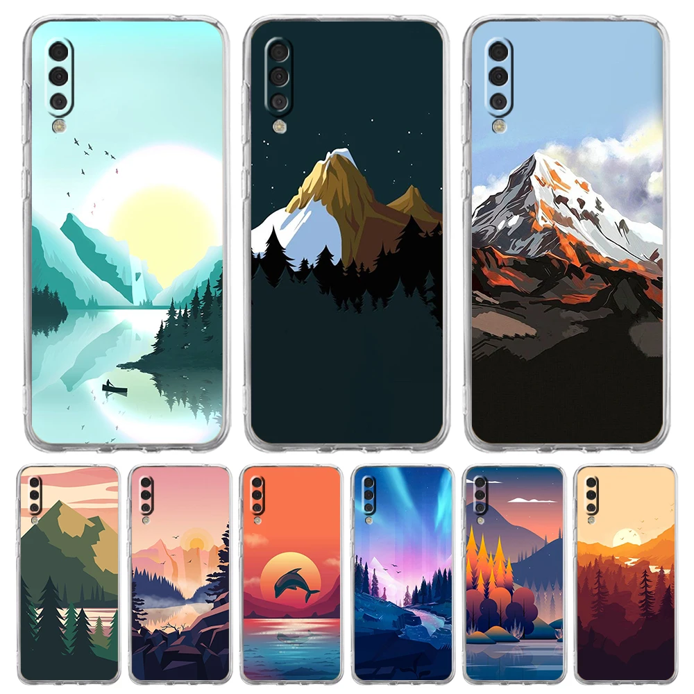 

Hand Painted Scenery Phone Case for Samsung Galaxy A12 A22 A10 A20 A30 A40 A50 A52 A02 A03S Transparent Shockproof Soft Shell