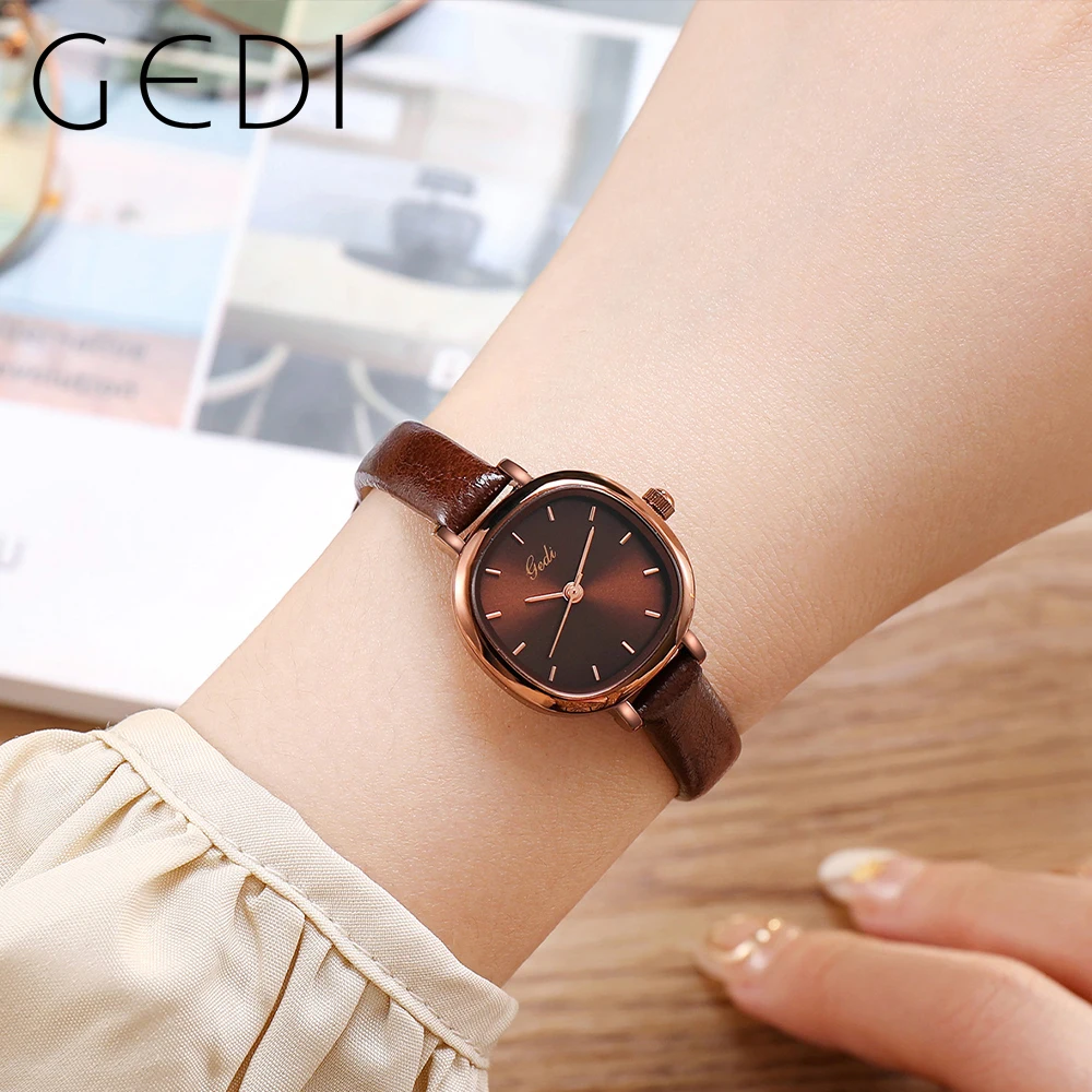 GEDI Waterproof 24mm Small Women Watches Top Brand Luxury Retro Ladies Quartz Wrist Watch Casual Dress Female Watch Clock 21023