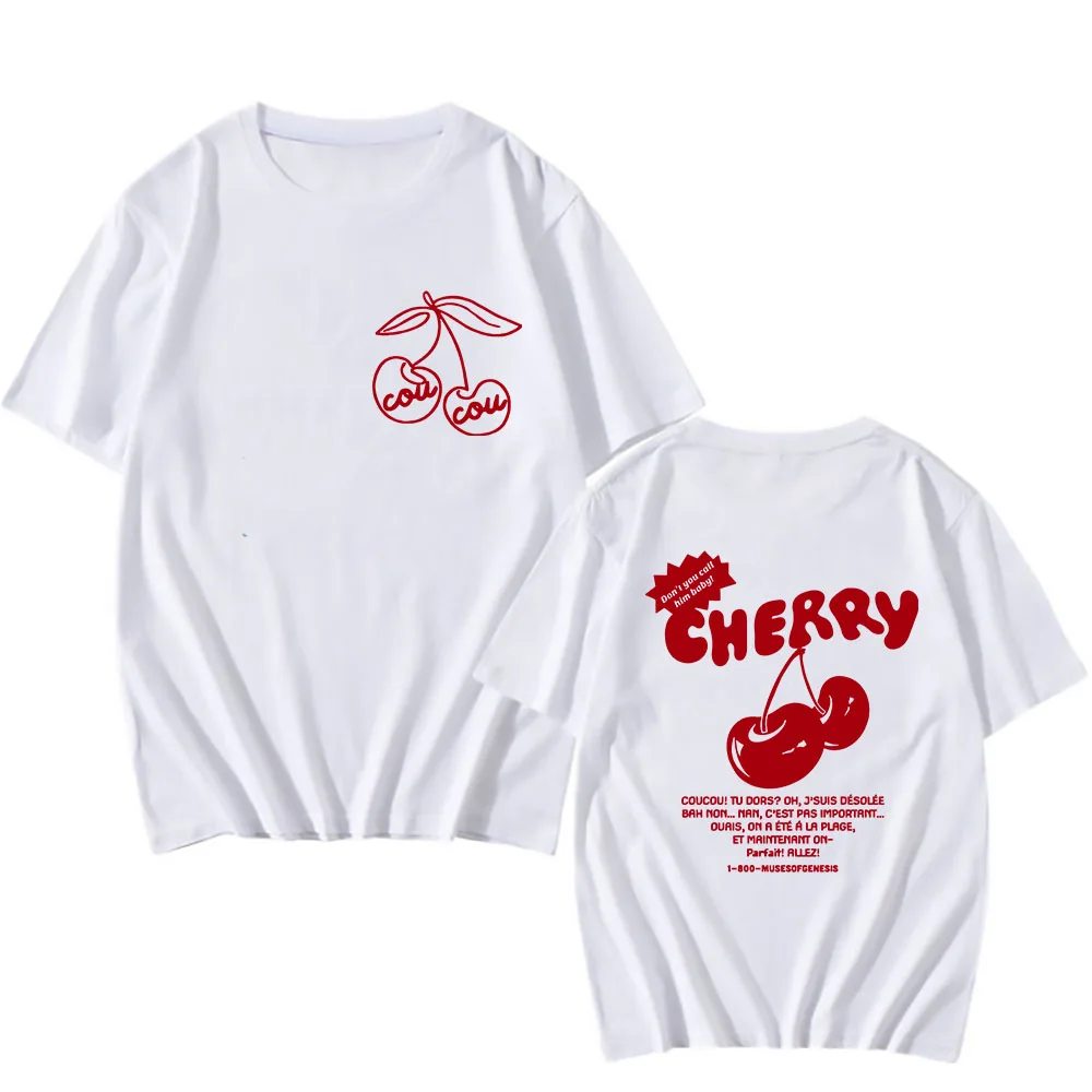 

CouCou Cherry T-shirt 100% Pure Cotton Tees Delicious Fruit Printed Shirts Men/women Casual Tshirts Creative Graphic T Shirt