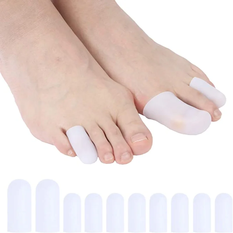 

10Pcs=5Pairs Gel Toe Protector Silicone Soft Foot Care Pedicure Corns Blisters Spacer Cap Cover Bunion Finger Tube Straightener