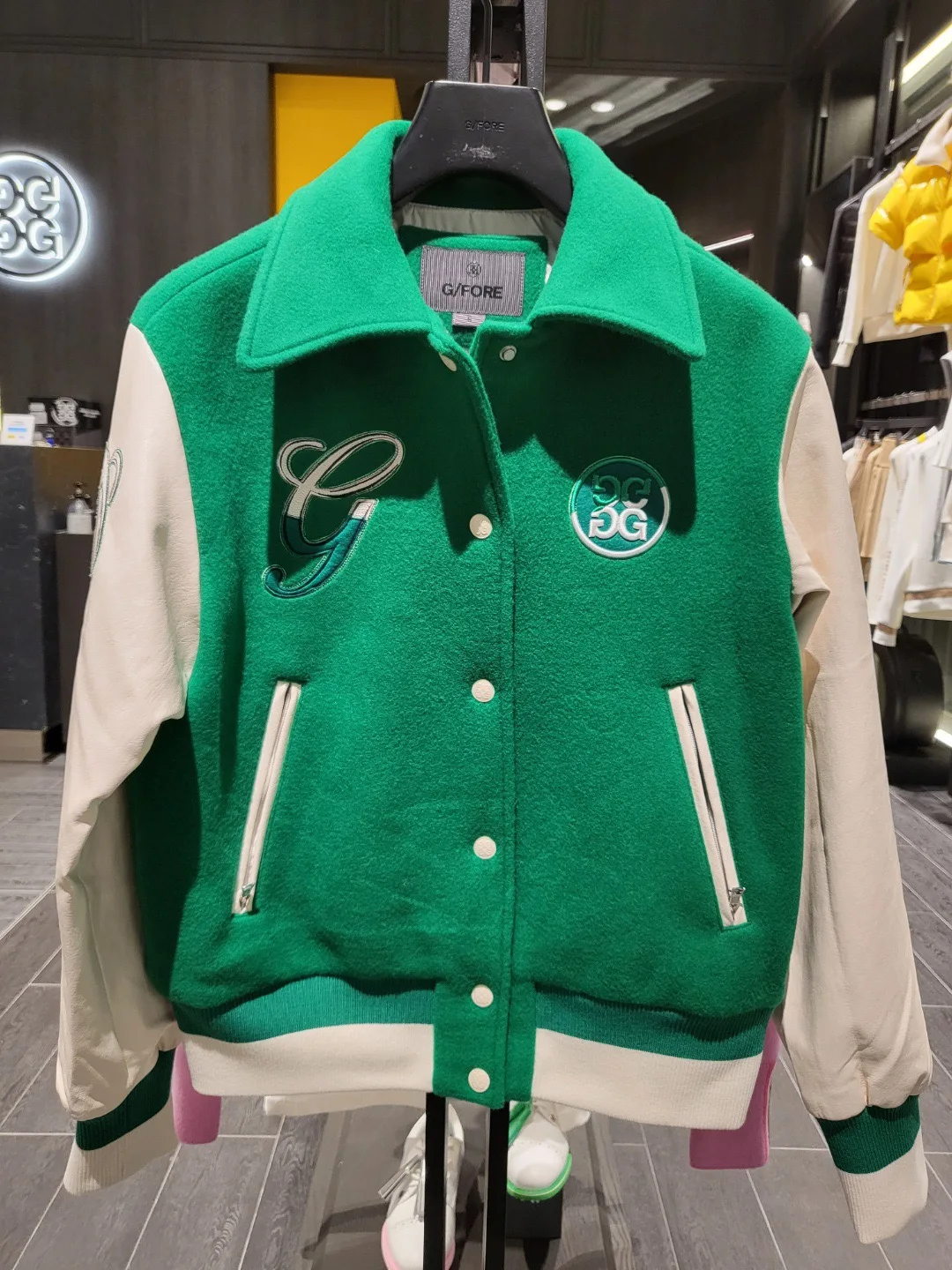

Куртка для гольфа женская утепленная куртка с вышивкой бейсбольный спортивный Топ с длинным рукавом трендовый зеленый