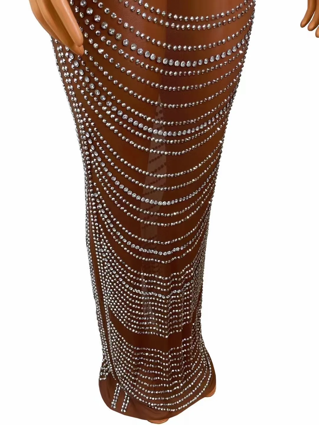 Женское сексуальное длинное Сетчатое платье с длинным рукавом элегантное