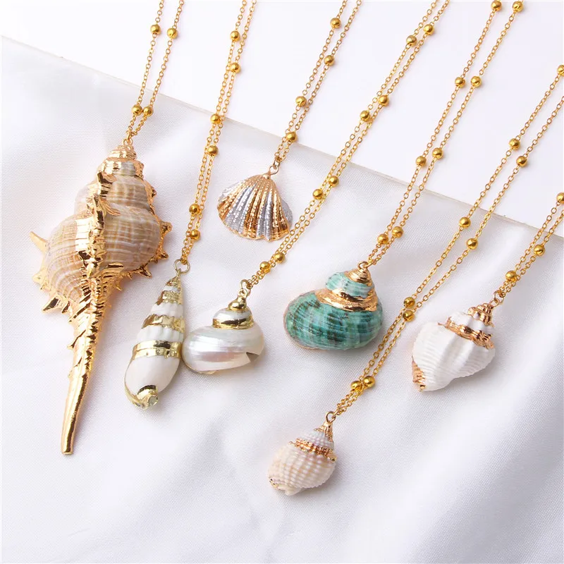 

Boho Natural Conch Shells Necklace Sea Beach Cowrie Shell Pendant Necklace Collier Femme Fashion Jewelry for Women Gift