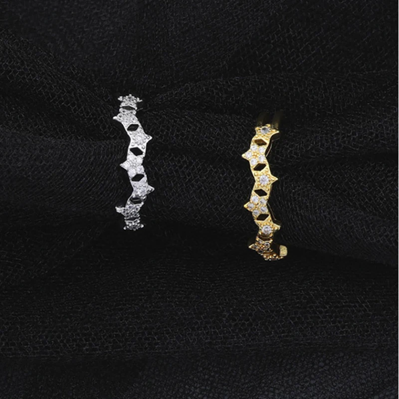 

New Fashion Star Dazzling Open Finger Rings Adjustable Crystal Ring For Women Girls Wedding Engagement Party Jewelry Gifts