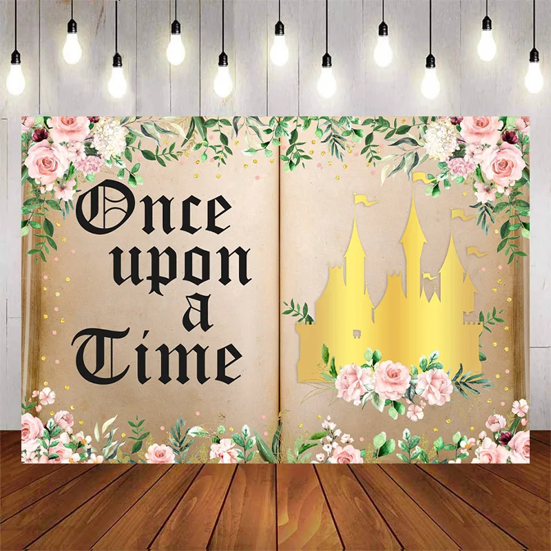 

Photography Background Fairy Tale Books Once Upon A Time Castle Wedding Girl Birthday Party Decor Photo Backdrop Banner Props