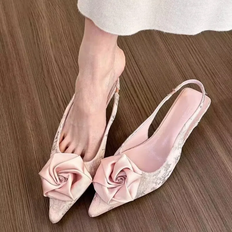 2024 летние пикантные модные женские туфли с цветочным принтом сандалии на высоком