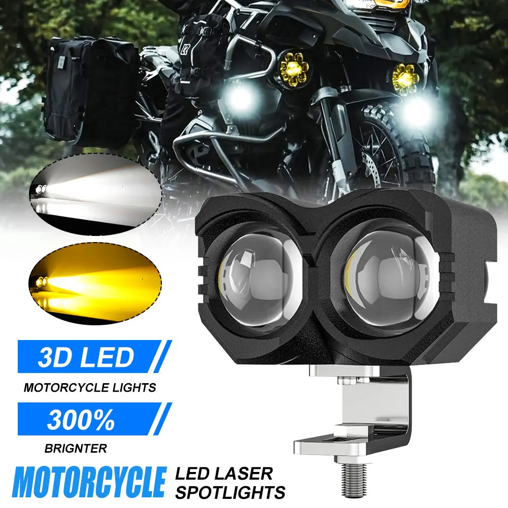 

Motorcycle LED Driving Light Universal Dual Color Projector Lens Headlight Motorcycle LED Spot Lights Moto Fog light Accessories