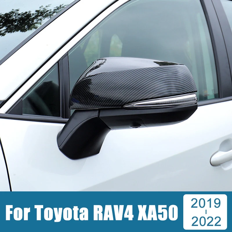 

ABS Carbon Fiber Car Rearview Mirror Side Molding Cover Trim Case For Toyota RAV4 XA50 2019 2020 2021 2022 RAV 4 Accessories