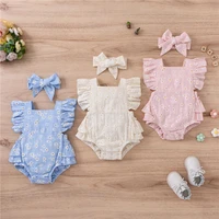 baby summer bodysuit for girls fashion floral cotton linen rompers playsuits for newborns sleeveless kids clothes girls costumes