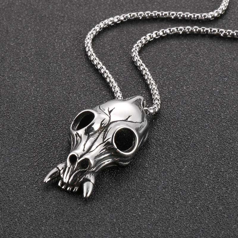 

Винтажный трендовый мужской кулон череп из титановой стали в стиле панк