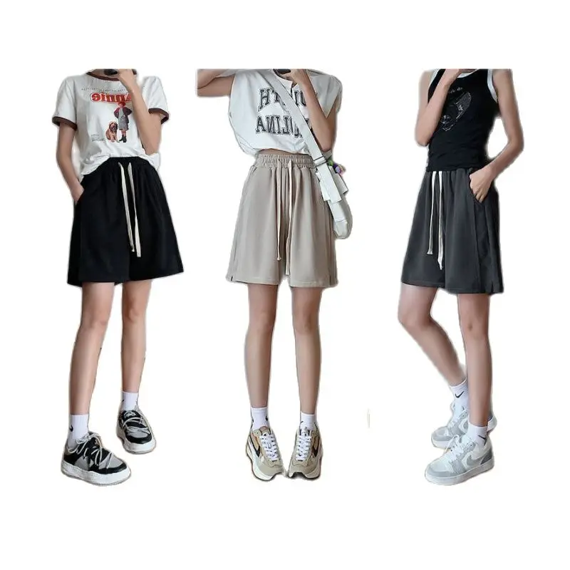 

Fashion Versatile Sports Shorts Women 2022 Summer Thin Loose High Waist Straight Leg Medium Casual Wide Leg 5 Minutes Pants Tide