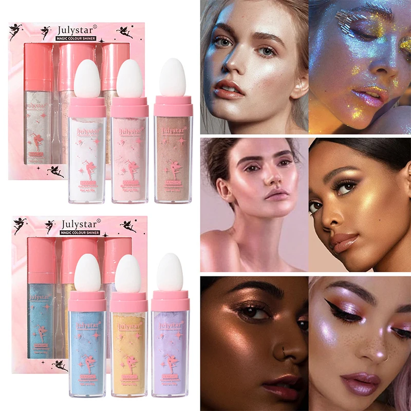 

3Colors/Set Fairy Shimmer Powder Light Color Loose Highlighter For Face Body Glitter Women Party Music Festival Cosplay Makeup