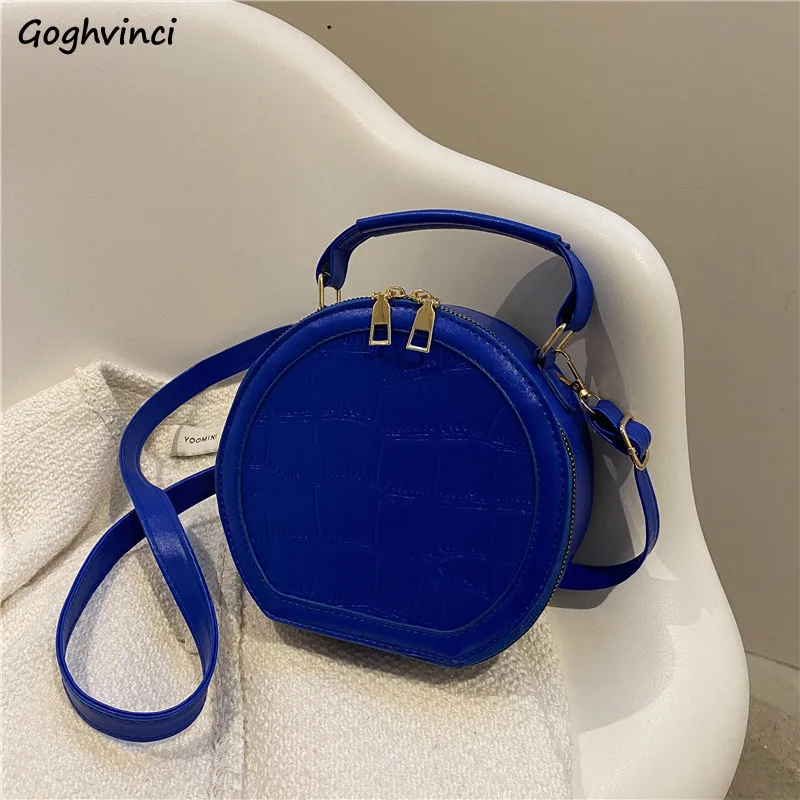 

Women Crossbody Bags PU Leather Panelled Circular Handbags Vintage Ins Large Capacity Shoulder All-match Bag Portable Texture