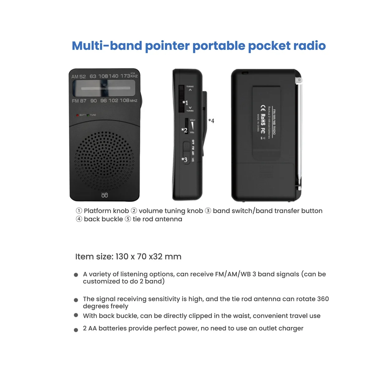 J-166 Pocket портативное мини-радио FM/AM Цифровая настройка радио ресивер MP3