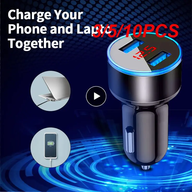 

3/5/10PCS With Led Voltage Current Display Multifunctional Car Charger Adapter Universal Car Charger Dual Usb Port