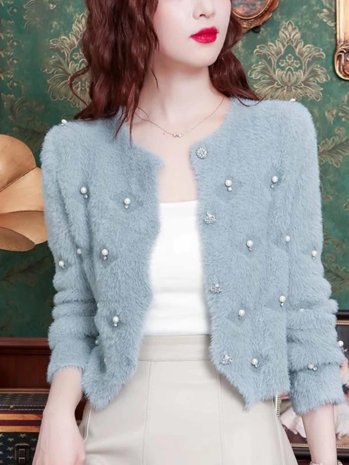 Усовершенствованный водонепроницаемый норковый кашемировый свитер верхняя