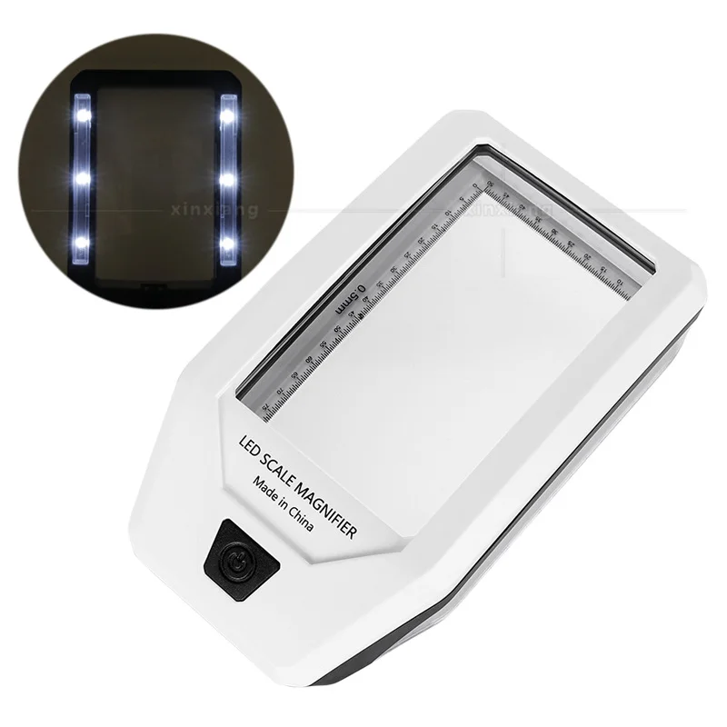 

Desktop Paperweight Magnifier with 8 Led Lights Reading Magnifying Glass for Office Table Decoration Read Jewelry Loupe Lens