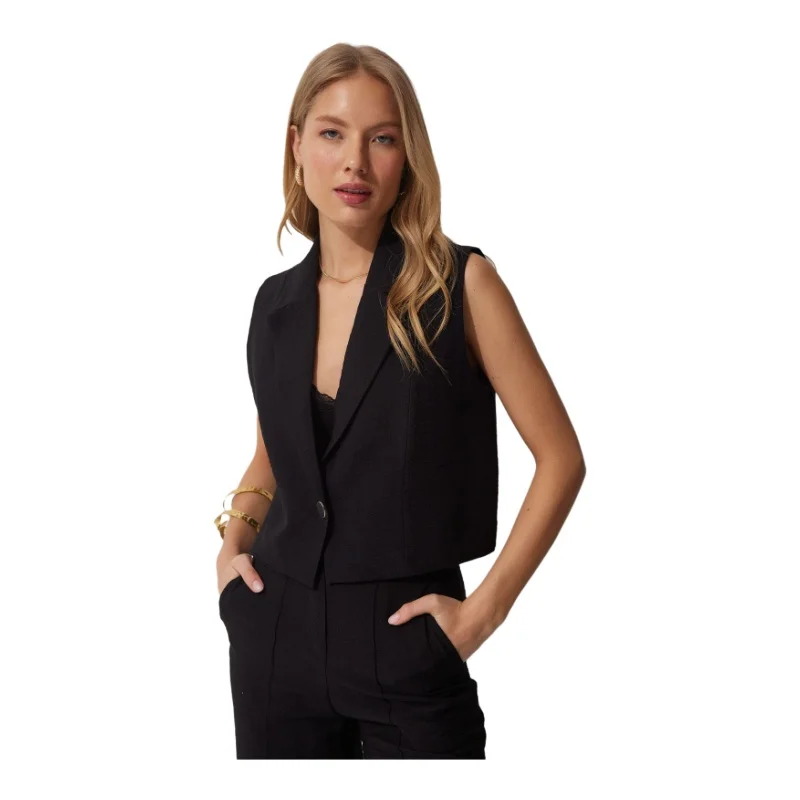 TYZA женские жилеты стандартного кроя тканые повседневные однотонные пальто и