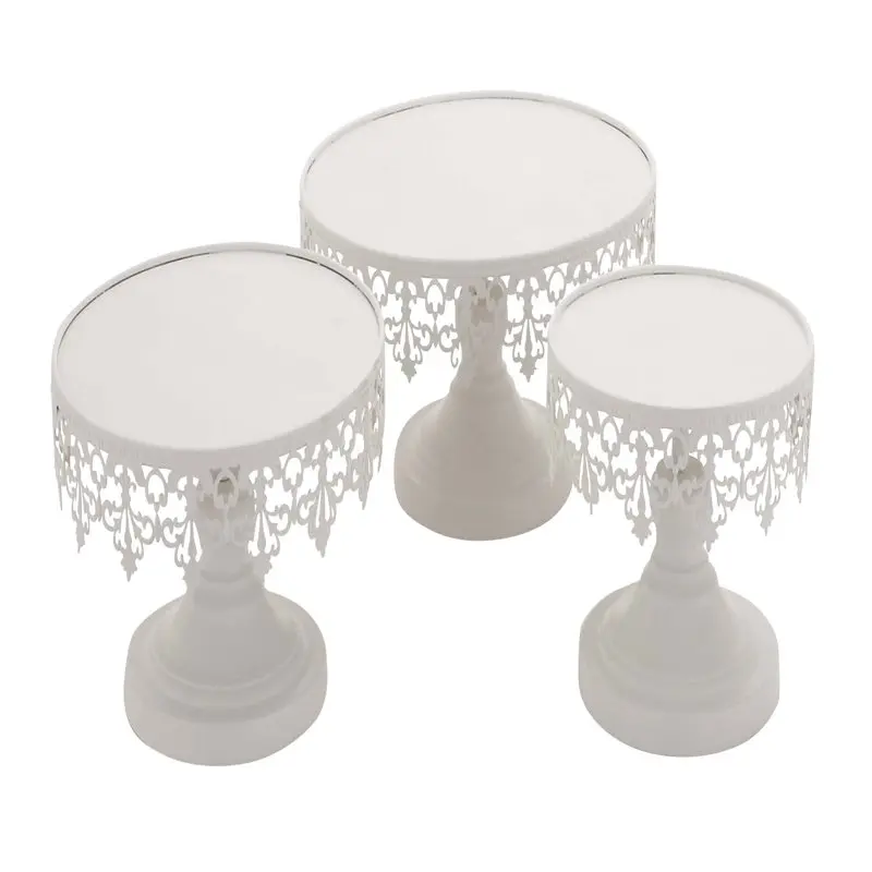 

13", 10", 9"W White Metal Cake Stand with Pedestal Base, 3-Pieces